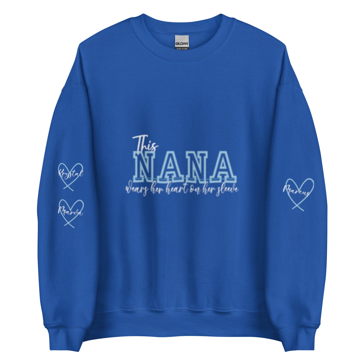 Personalized Heartfelt Sweatshirt – 'This Mama Wears Her Heart on Her Sleeve with Custom Names