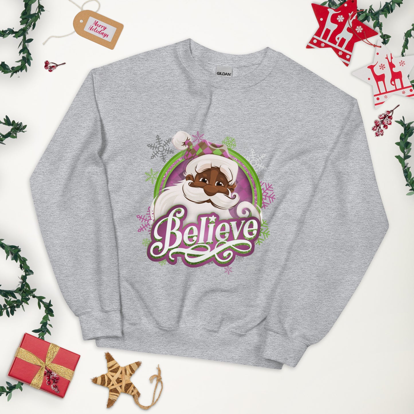 Believe with Black Santa Christmas Tee/Sweatshirt/Hoodie