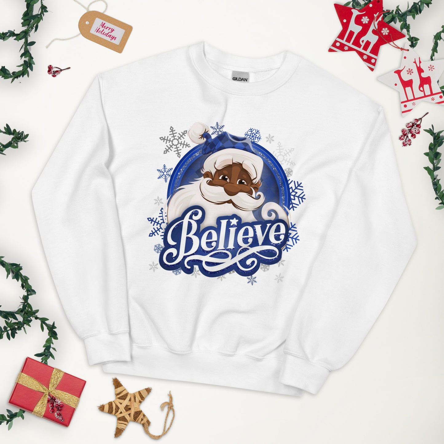 Believe with Black Santa Christmas Tee/Sweatshirt/Hoodie