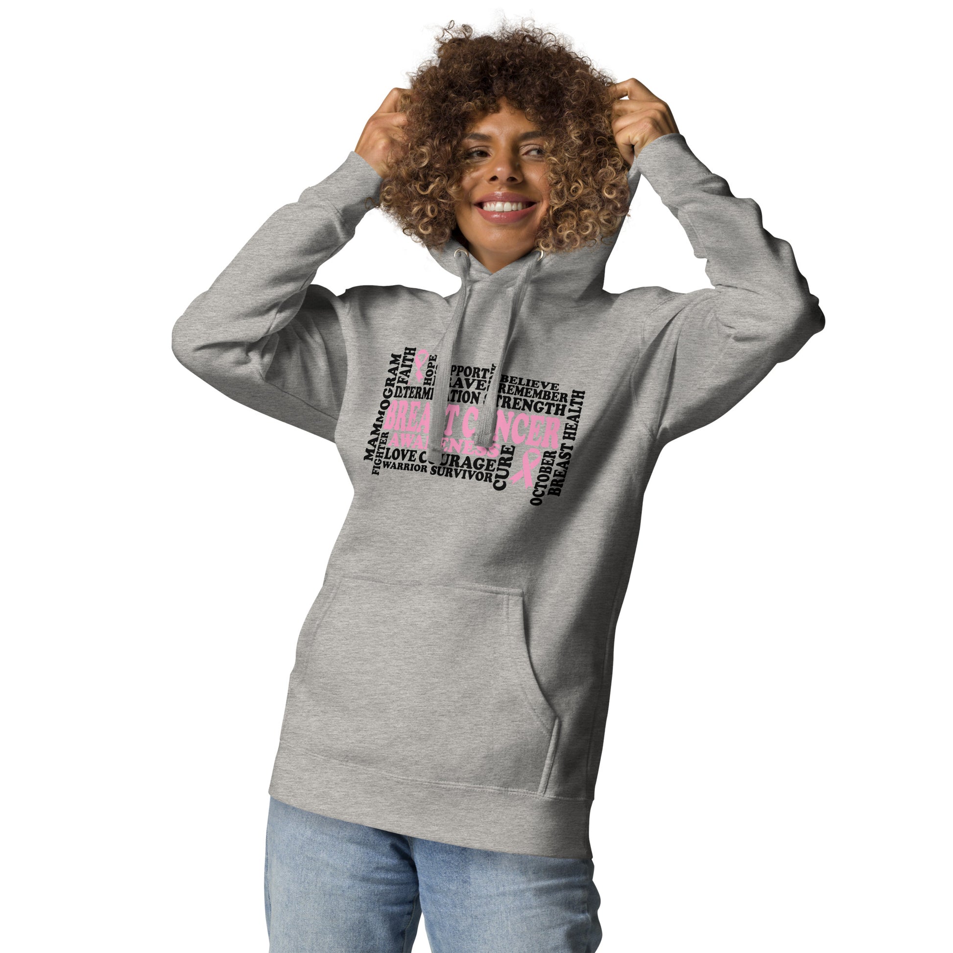 Breast Cancer Awareness Word Art Unisex Hoodie - Irie Vybyz Tees & Thingz