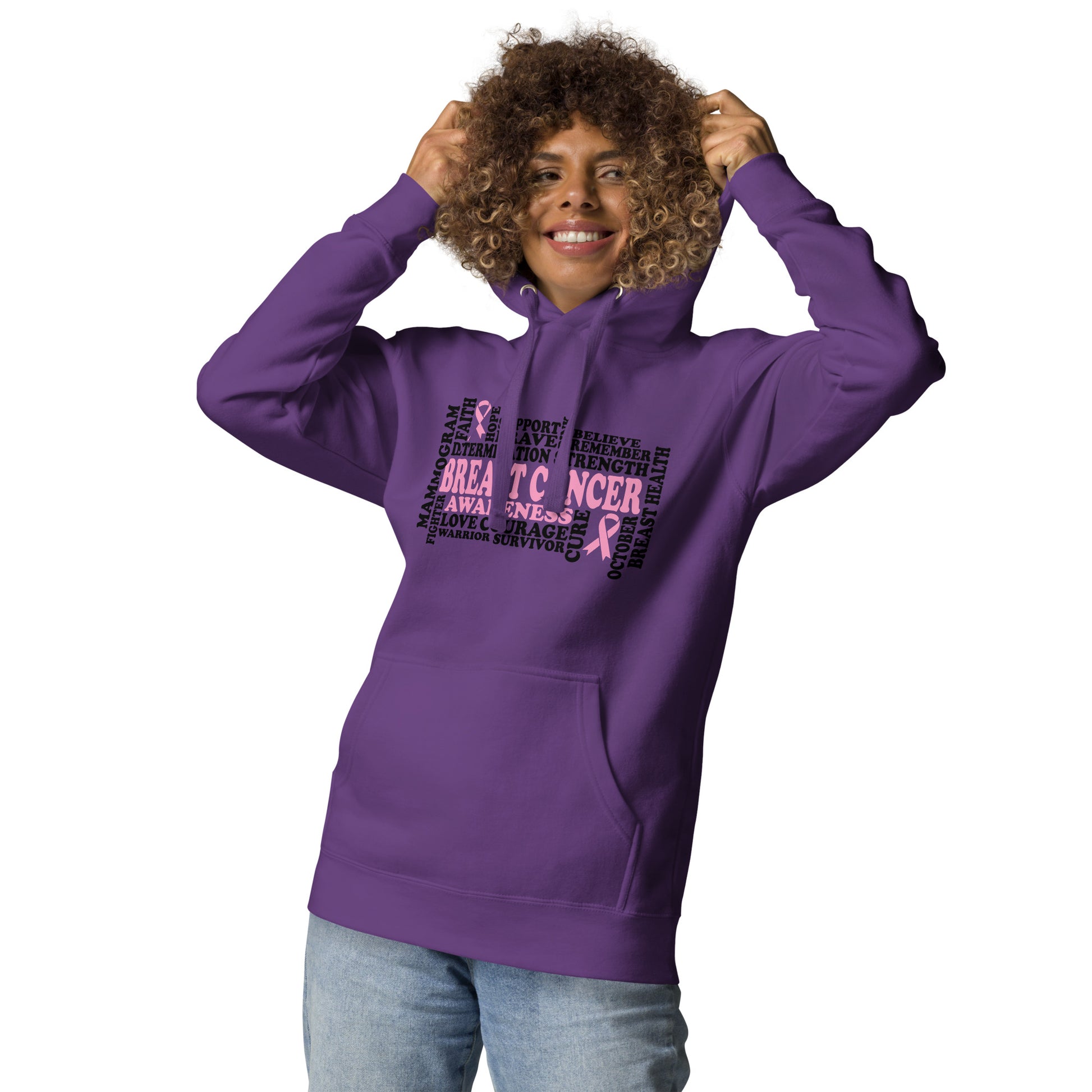 Breast Cancer Awareness Word Art Unisex Hoodie - Irie Vybyz Tees & Thingz