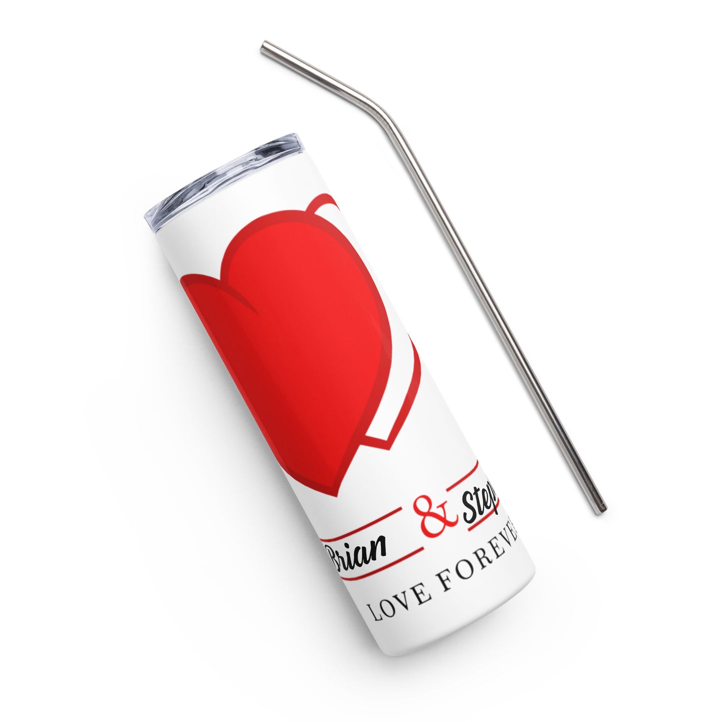 Personalized Double Heart Stainless Steel Tumbler - Irie Vybyz Tees & Thingz