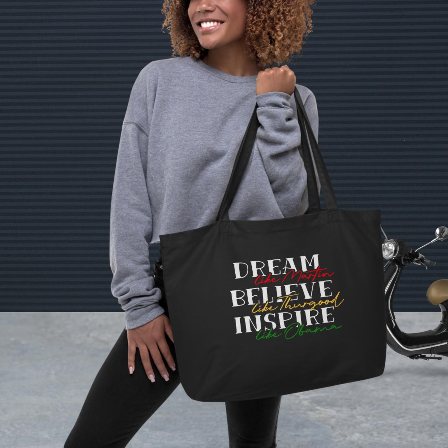 Dream Like Martin Large organic tote bag - Irie Vybyz Tees & Thingz