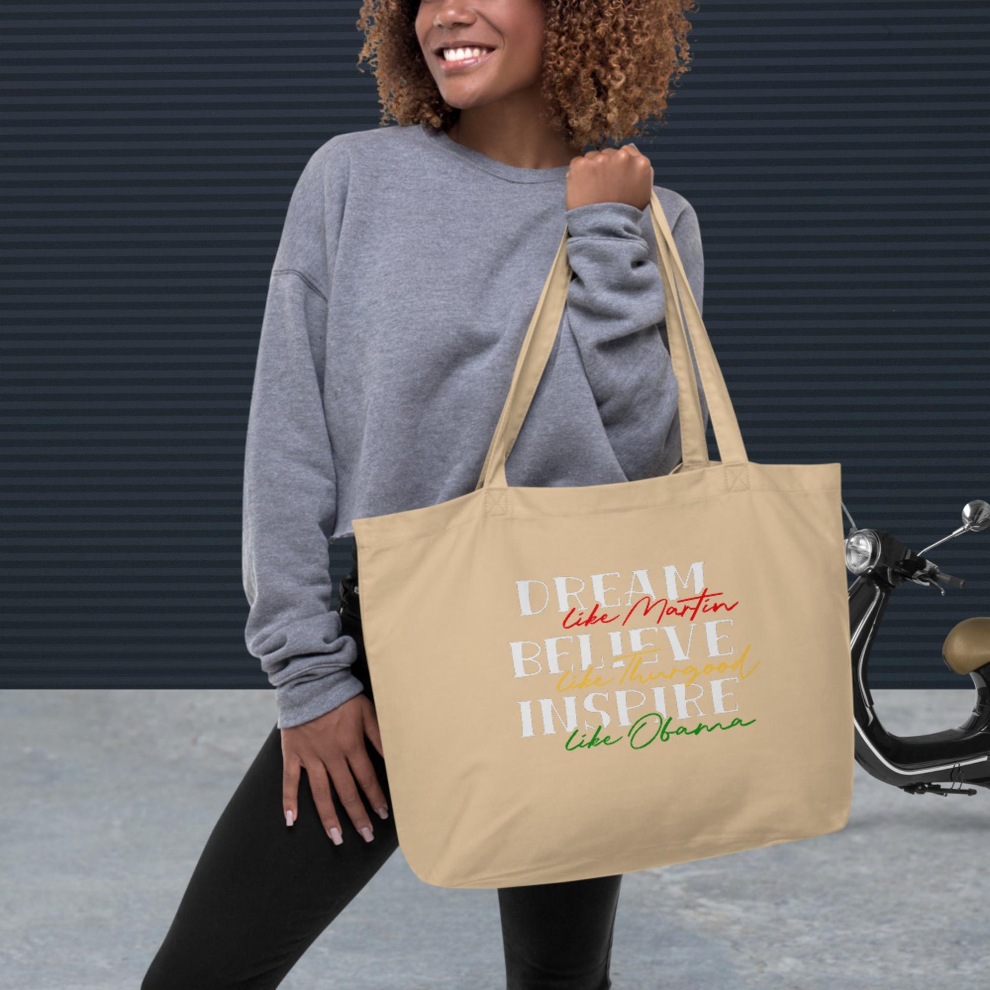 Dream Like Martin Large organic tote bag - Irie Vybyz Tees & Thingz