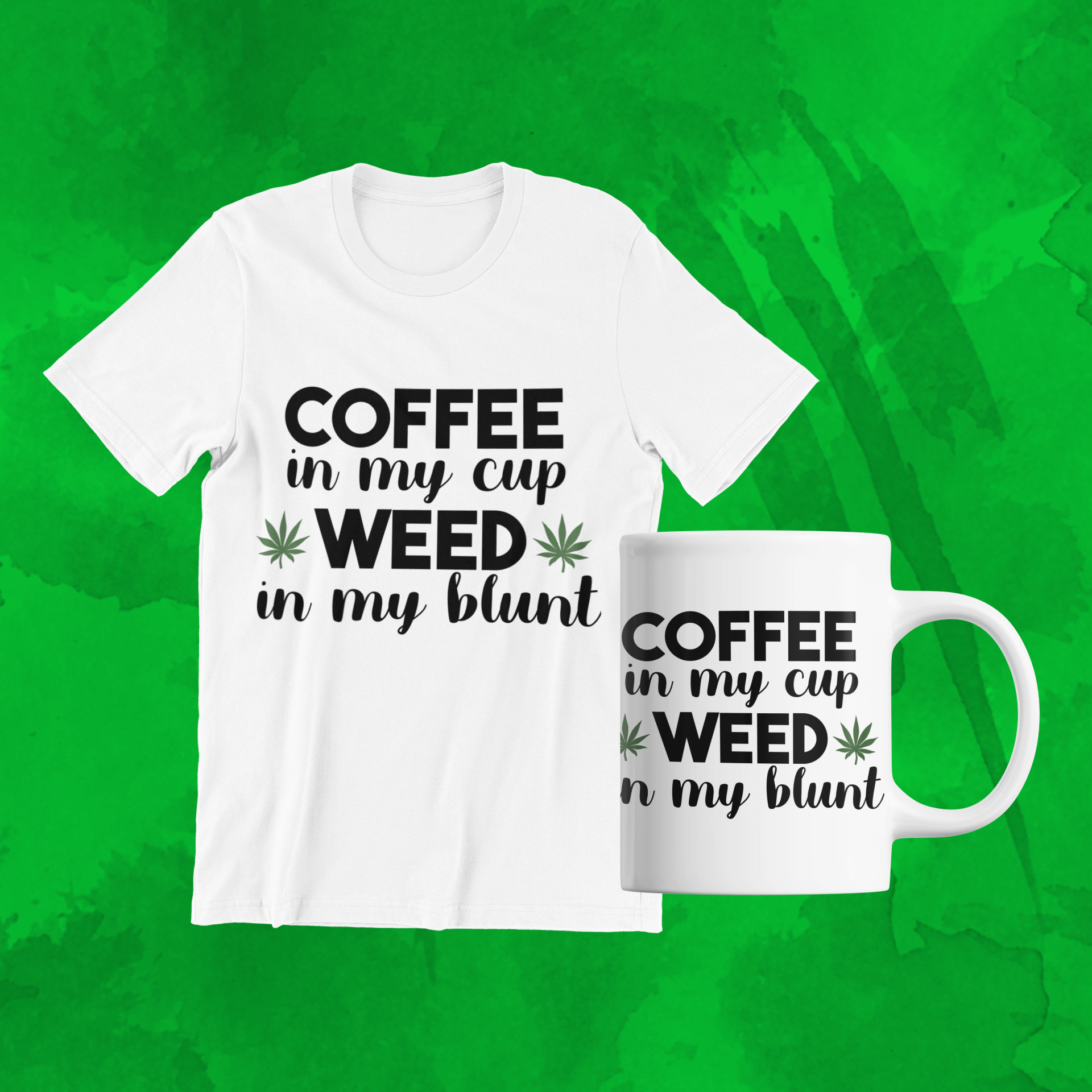 Coffee in my Cup Weed in my Blunt Gift Set - Irie Vybyz Tees & Thingz