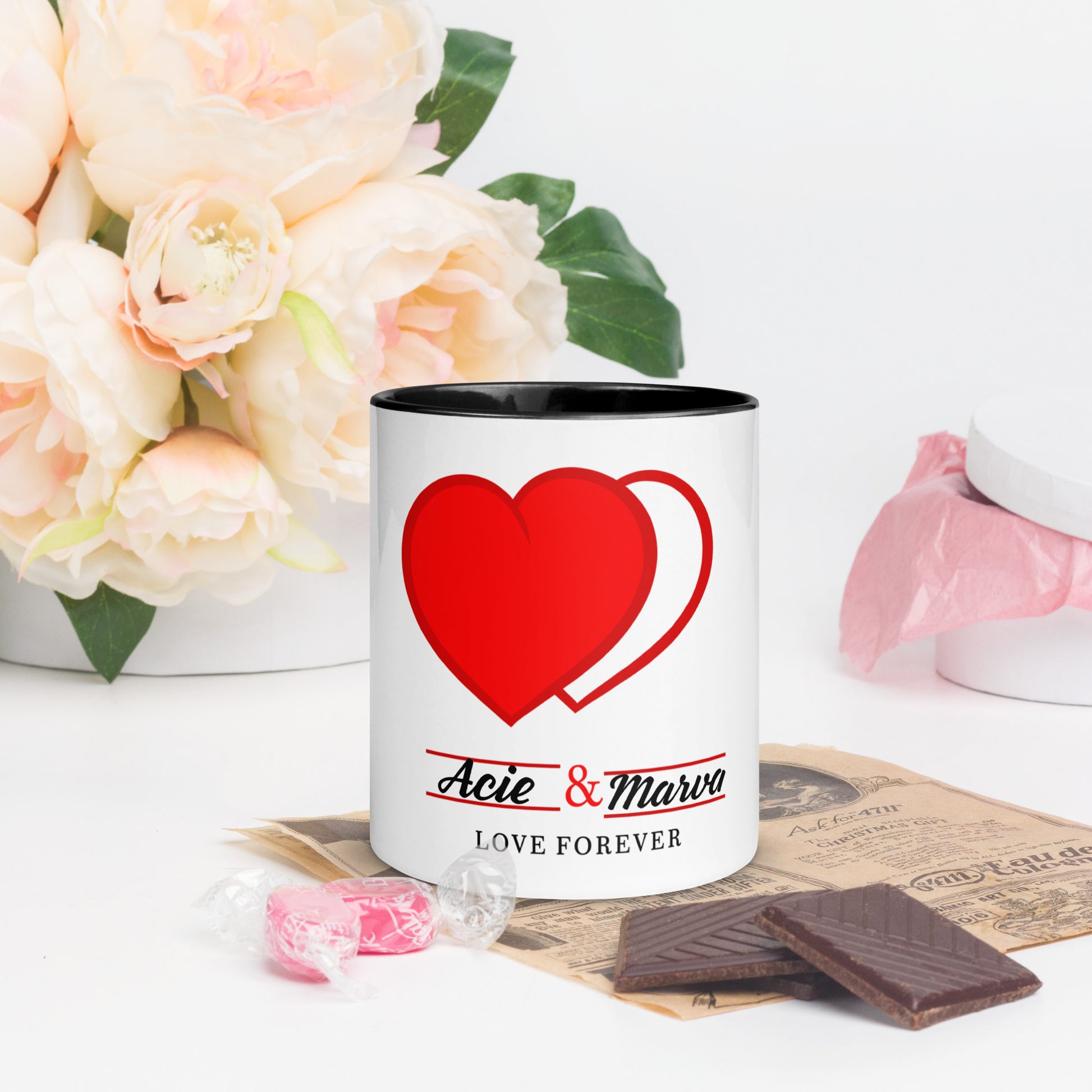 Personalized Double Heart Coffee Mug - Irie Vybyz Tees & Thingz