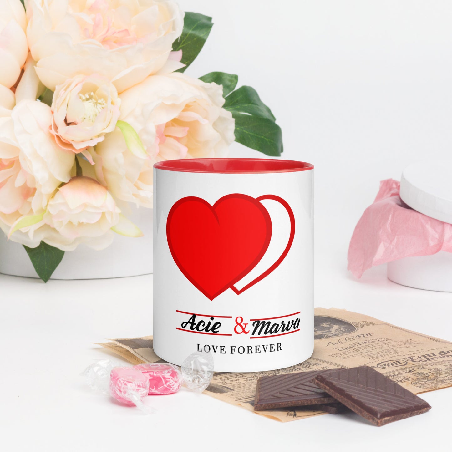 Personalized Double Heart Coffee Mug - Irie Vybyz Tees & Thingz